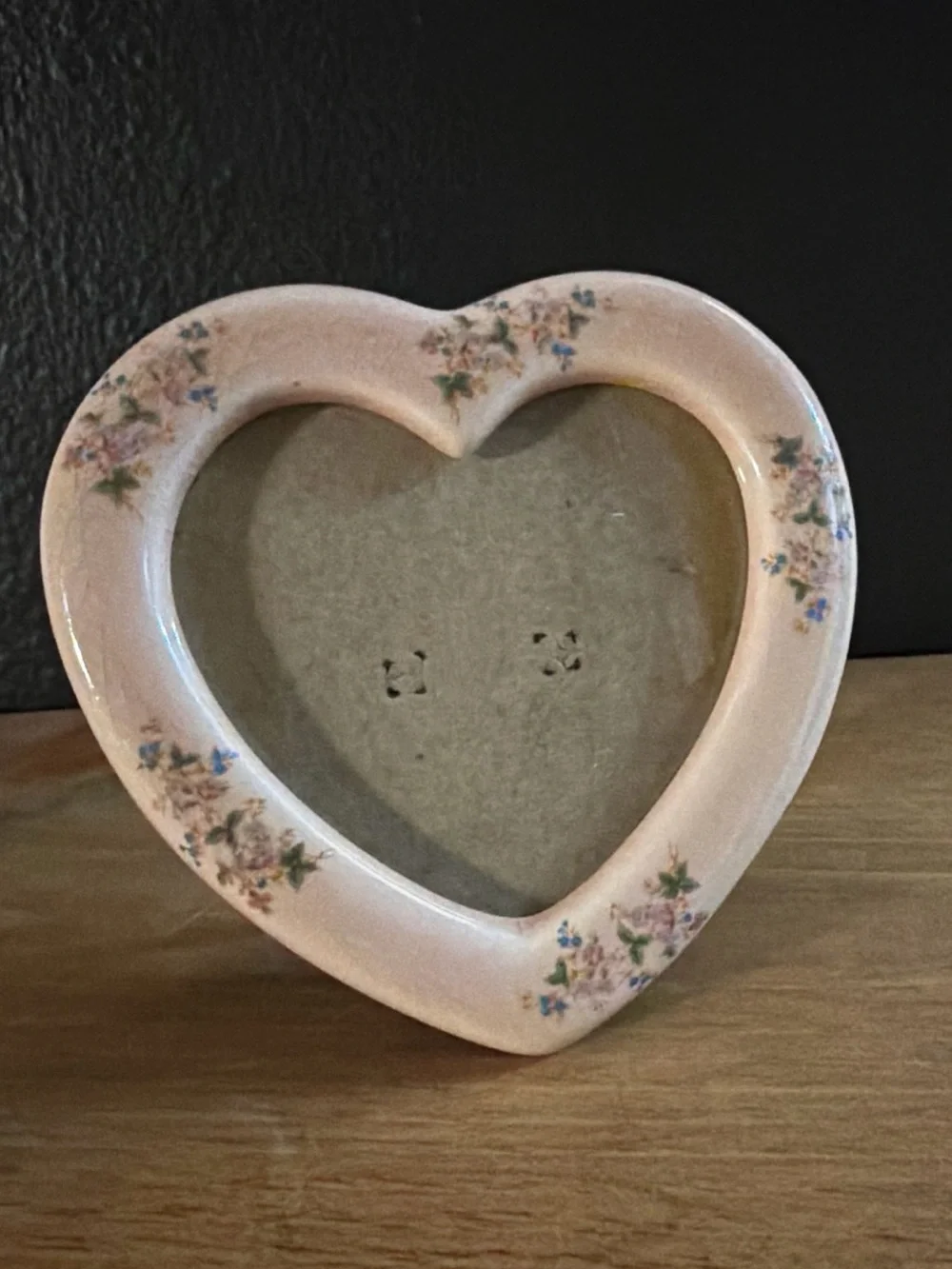 Vintage Terragrafics Ceramic Heart Picture Frame 1987 Floral Cottagecore Granny